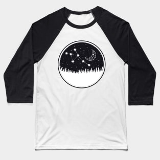 Moon and star constellation on night silhouette Baseball T-Shirt